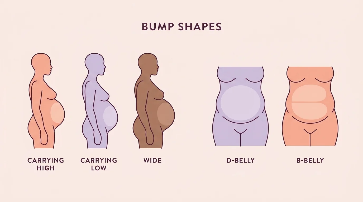 A labelled diagram of bump shapes — carrying high, low and wide, and a smooth D-belly beside a creased B-belly