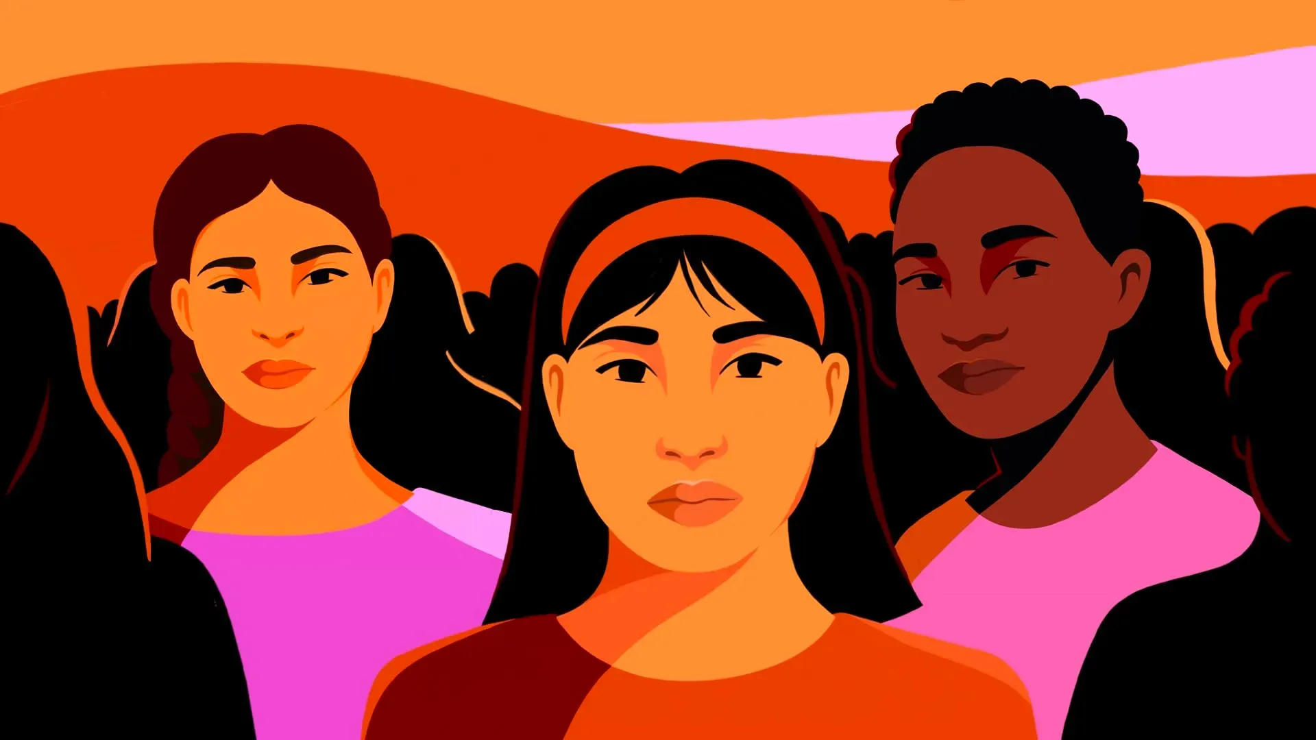 صورة توضح ثلاث فتيات من خلفيات متنوعة، يعبرن عن تحديات زواج الأطفال في المجتمعات المختلفة.