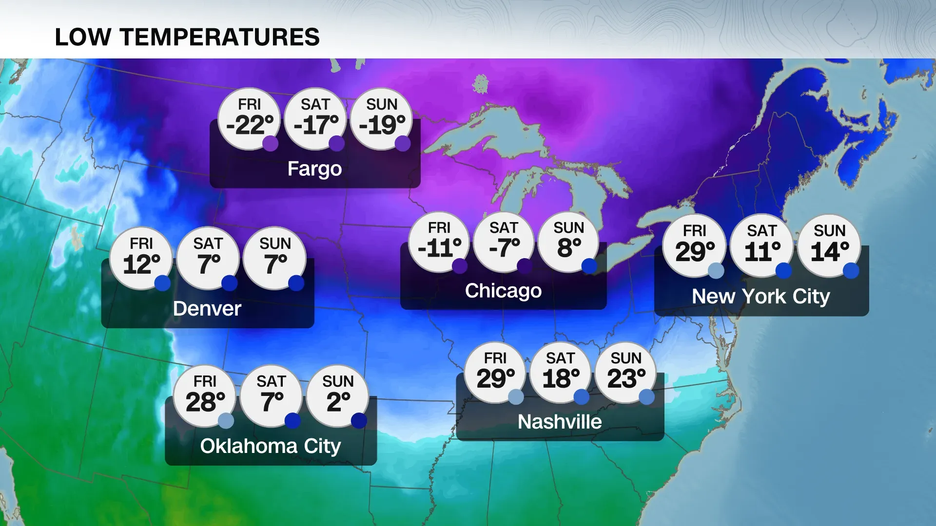توقعات درجات الحرارة المنخفضة في الولايات المتحدة، مع تحذيرات من عاصفة شتوية تشمل الثلوج والجليد، تؤثر على أكثر من 120 مليون شخص.