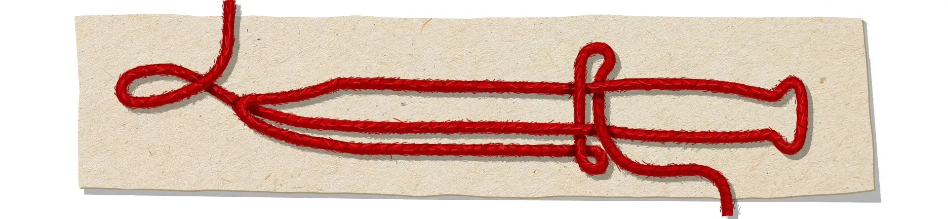 رسم توضيحي لرباط أحمر يظهر تفاصيل معقدة، مما يعكس موضوعات الجريمة والتحقيق النفسي في المقالة حول القتلة.