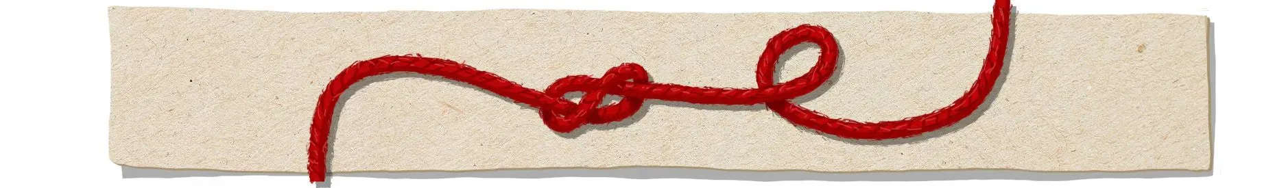 خيط أحمر ملتف على ورقة بنية، يرمز إلى التعقيد والتشابك في قضايا الجريمة والتحليل النفسي.