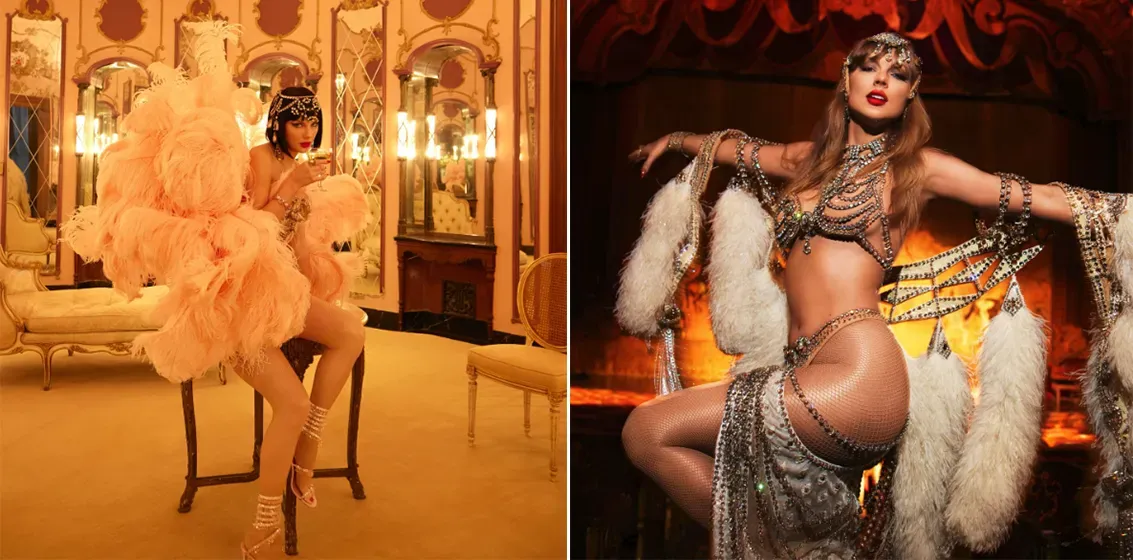 تايلور سويفت ترتدي زيًا لامعًا في جلسة تصوير جديدة، تعكس أجواء جولتها الغنائية "مونستر إراس" وألبومها "The Life of a Showgirl".