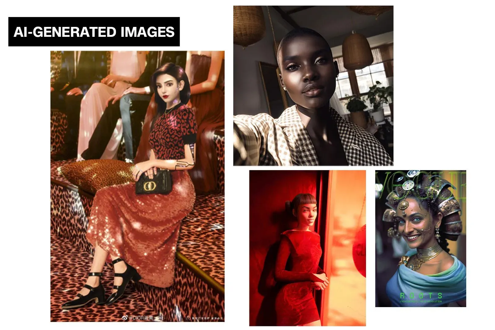 صور تم إنشاؤها بواسطة الذكاء الاصطناعي لعارضات أزياء تظهر في مجلة فوغ، مما يثير جدلاً حول تأثيرها على معايير الجمال.