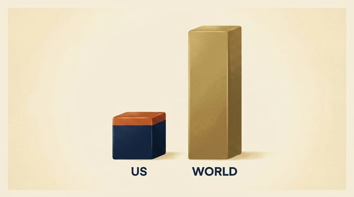 Two bars comparing the number of US millionaires against the larger world total, with the US share highlighted