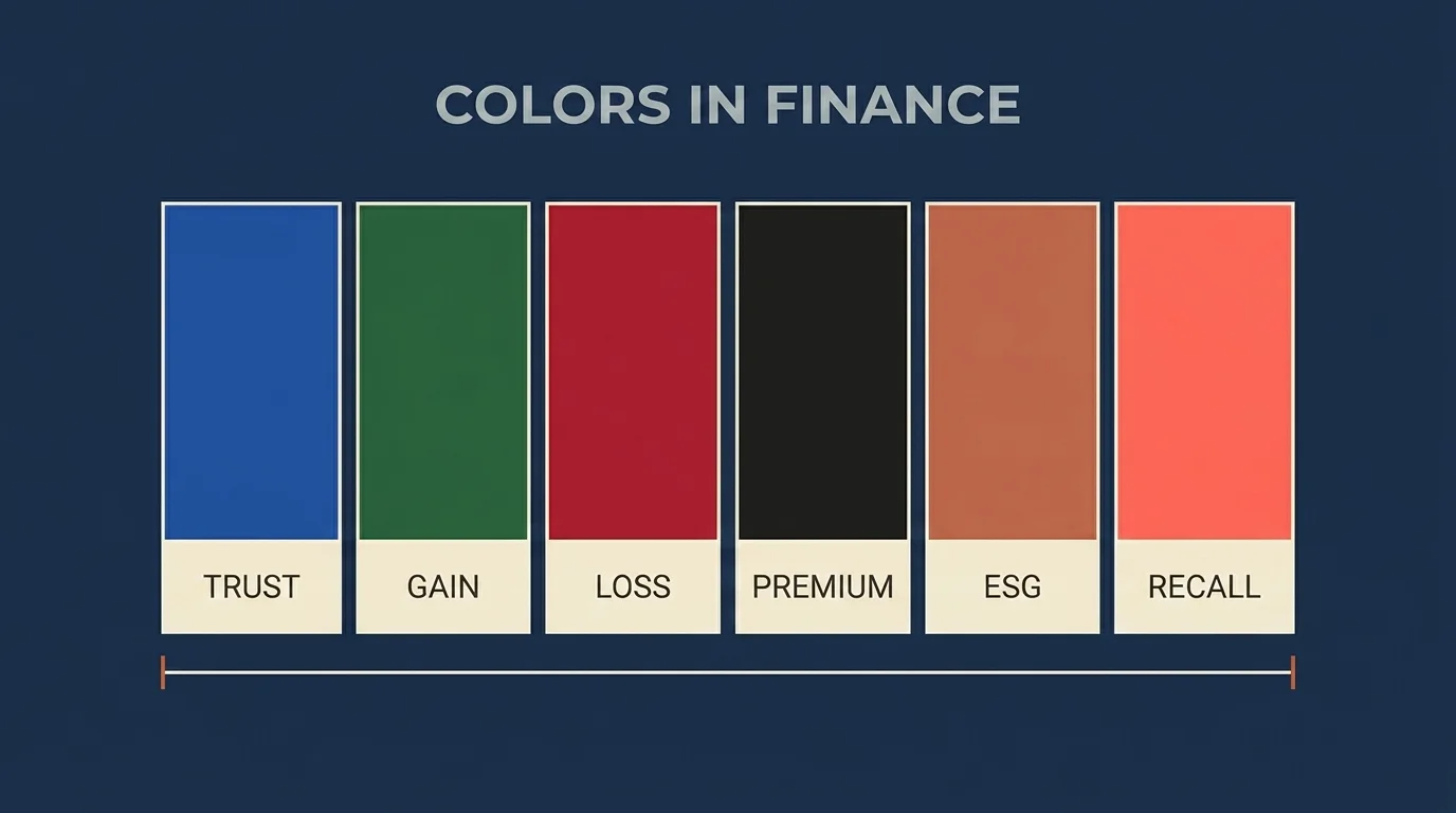 Reference chart of six brand-color archetypes across finance, marketing, and trading-UI contexts