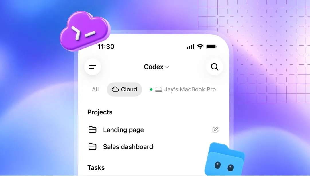 واجهة تطبيق Codex الجديدة من OpenAI تعرض بيئة تطوير سحابية متقدمة تدعم مراجعة الشيفرة البرمجية وأتمتة الفحوصات الأمنية عن بُعد.