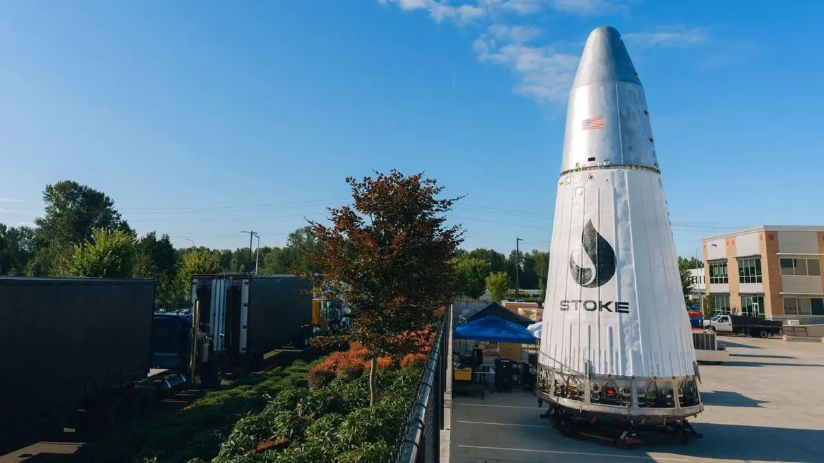 صاروخ Nova Pathfinder التابع لشركة Stoke Space في موقع اختبار، يستخدم لإطلاق مهمة Autonomy-1 التي تعتمد على الذكاء الفضائي المستقل.